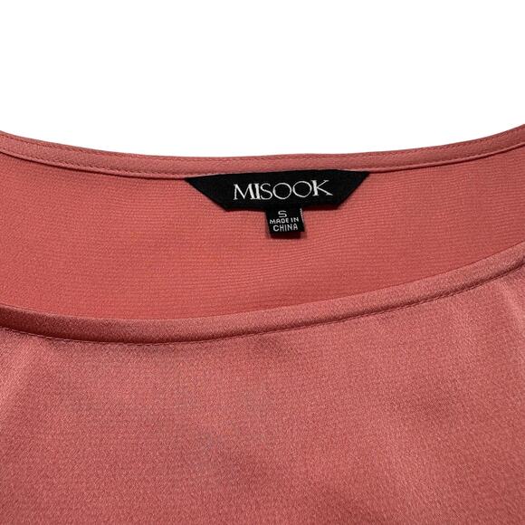 MISOOK Peach‎ Orange Crew Neck Detail 3/4 Sleeve Top Size Small (256) - Picture 7 of 8